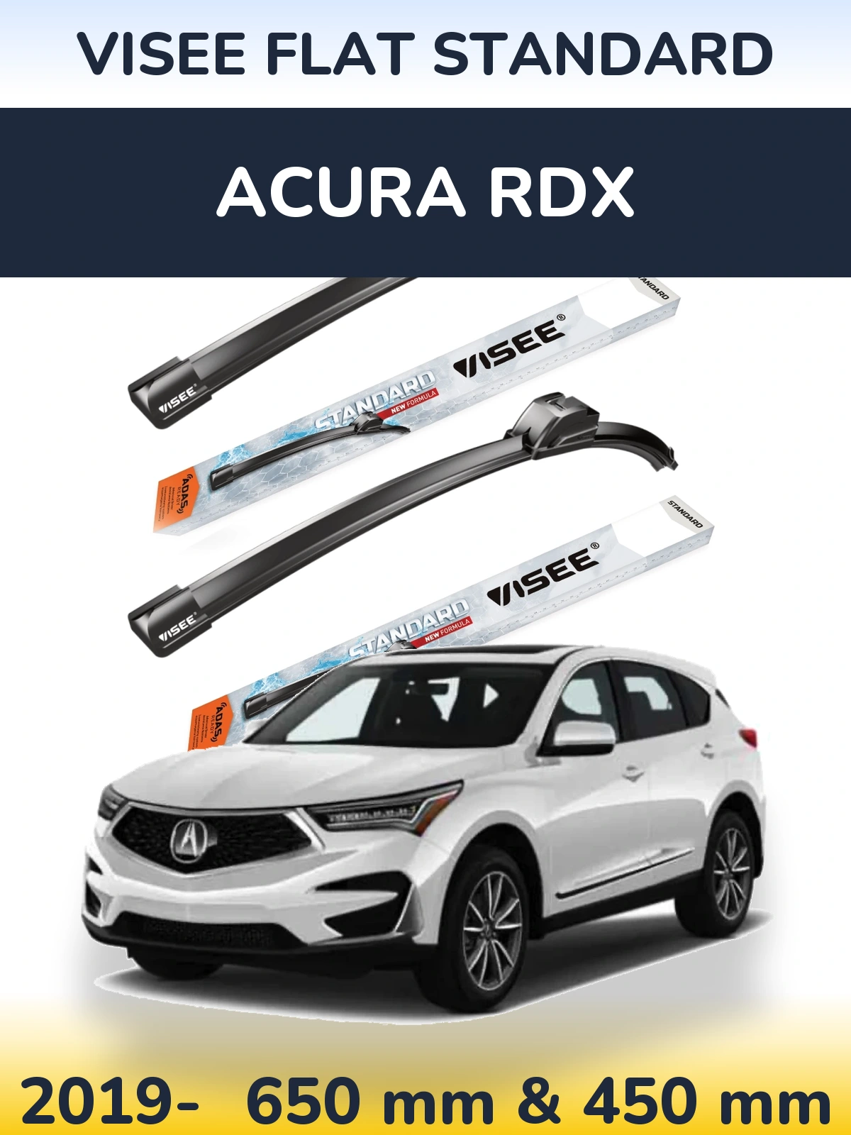 Sada předních stěračů VISEE FLAT STANDARD 650 a 450 mm pro Acura RDX 2019-2026