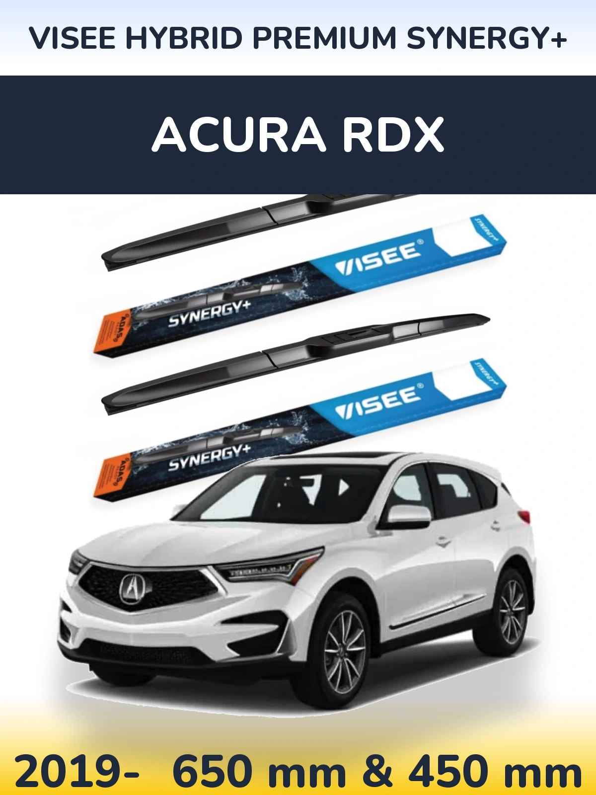 Sada předních stěračů VISEE HYBRID PREMIUM SYNERGY+ 650 a 450 mm pro Acura RDX 2019-2026