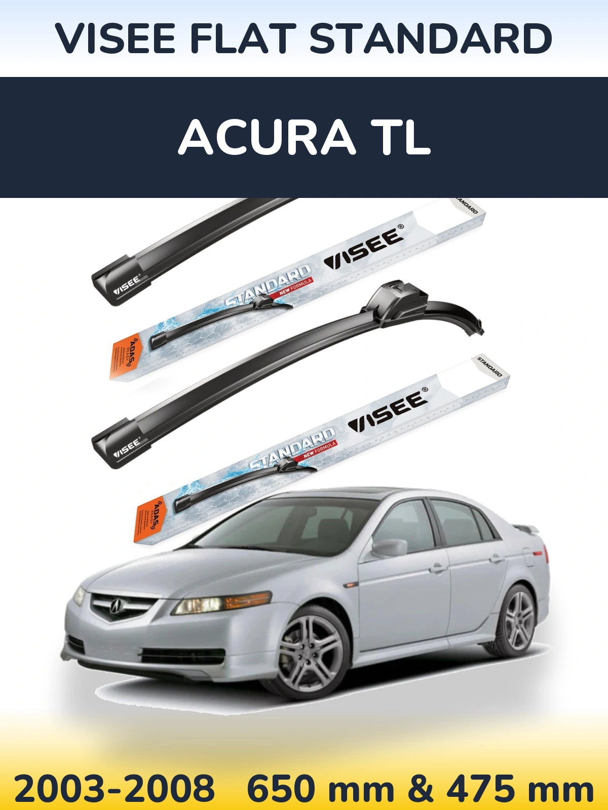 Sada předních stěračů VISEE FLAT STANDARD 650 a 475 mm pro Acura TL 2003-2008