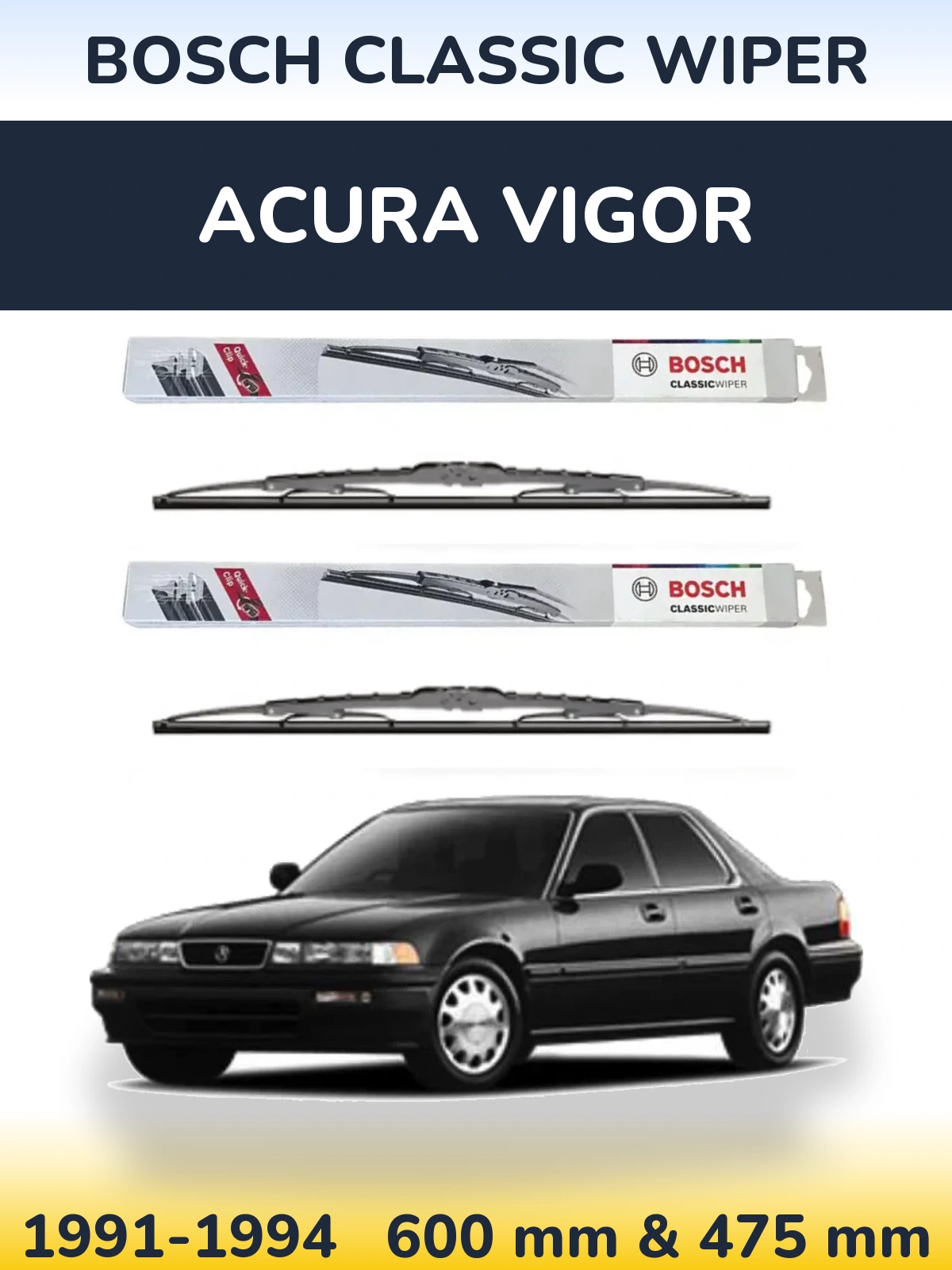 Sada předních stěračů BOSCH Classic Wiper 600 a 475 mm pro Acura Vigor 1991-1994
