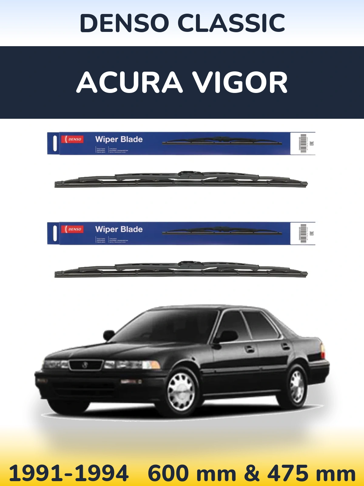 Sada předních stěračů Denso Classic 600 a 475 mm pro Acura Vigor 1991-1994