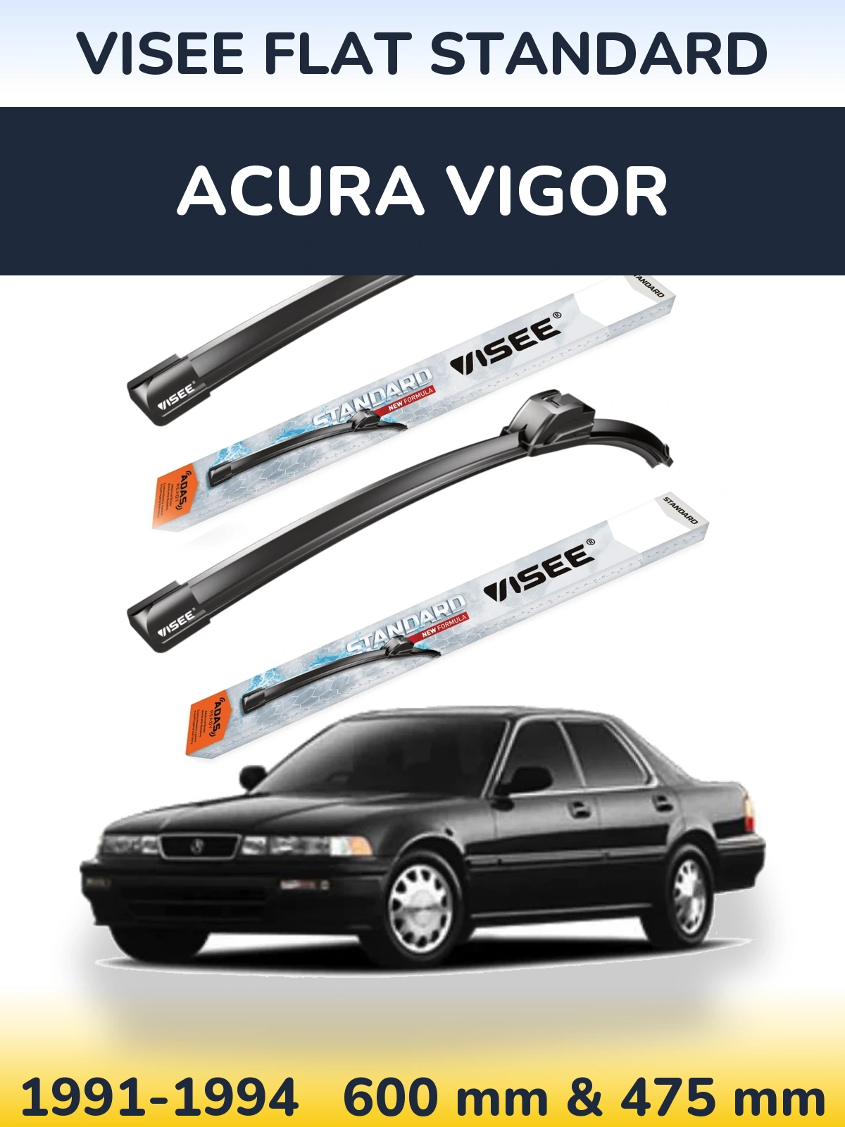 Sada předních stěračů VISEE FLAT STANDARD 600 a 475 mm pro Acura Vigor 1991-1994