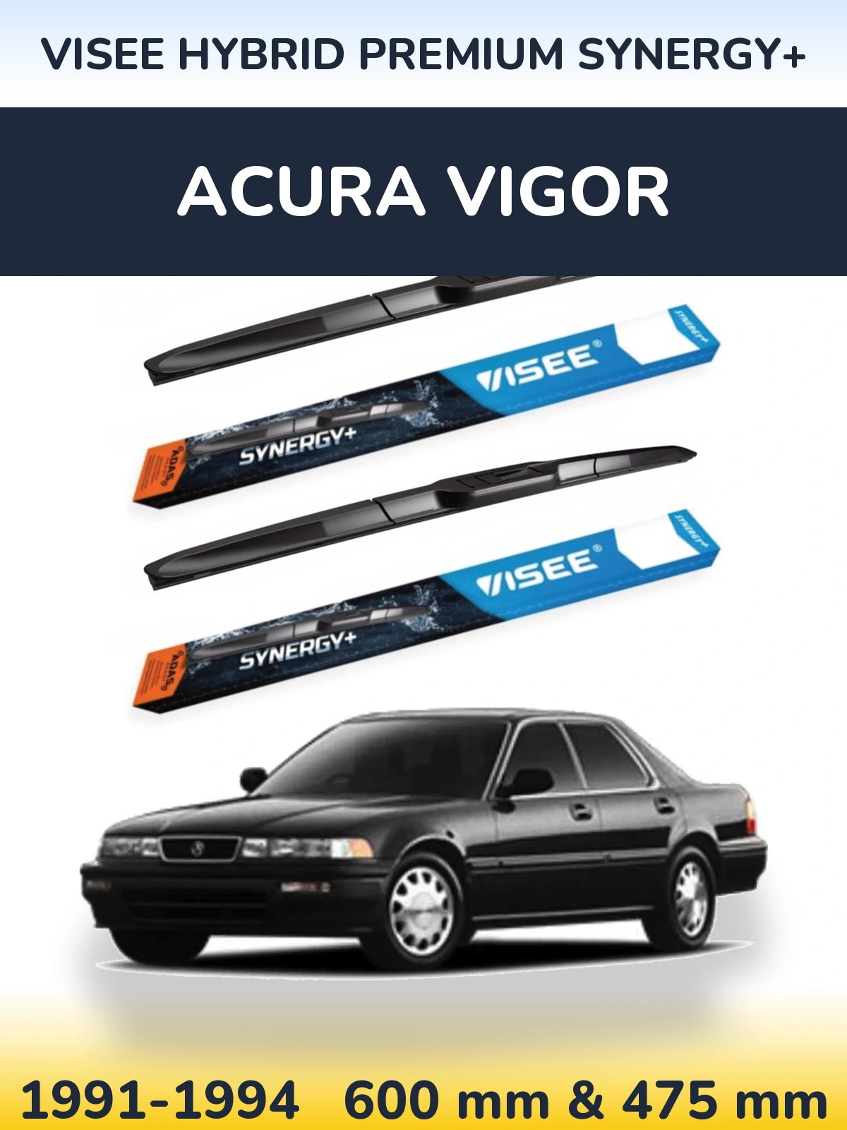 Sada předních stěračů VISEE HYBRID PREMIUM SYNERGY+ 600 a 475 mm pro Acura Vigor 1991-1994