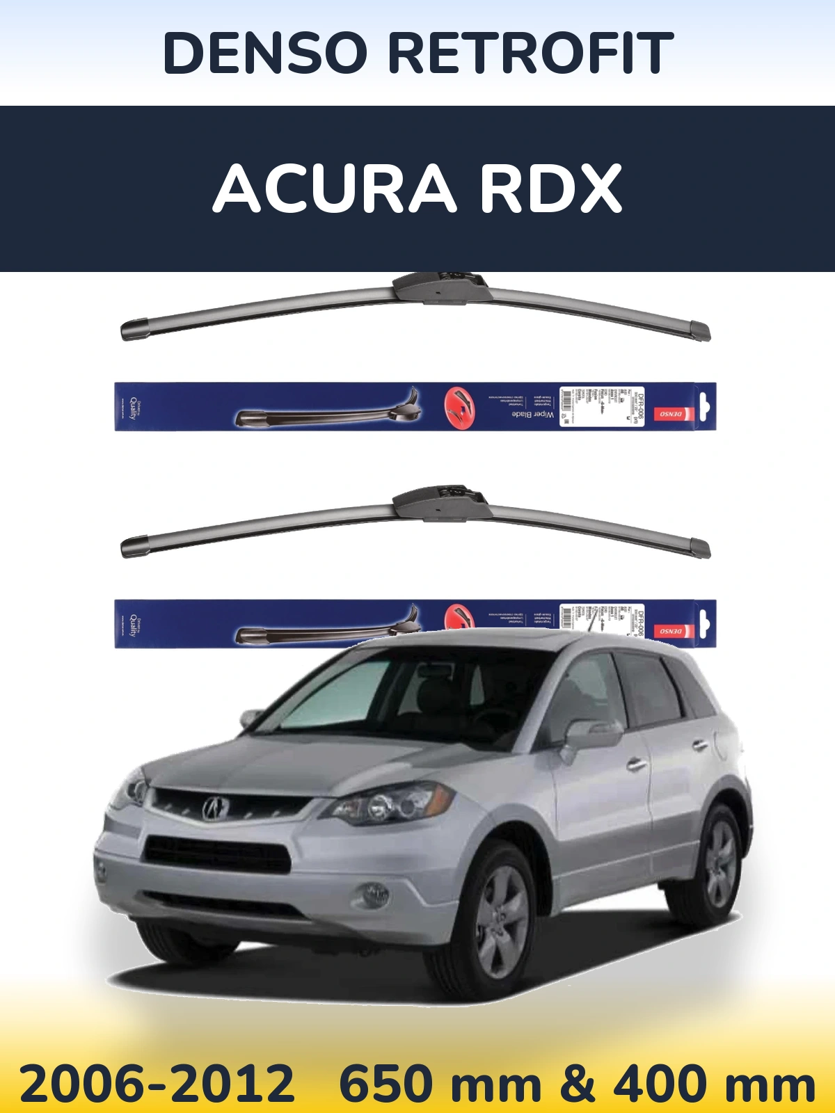 Sada předních stěračů Denso Retrofit 650 a 400 mm pro Acura RDX 2006-2012