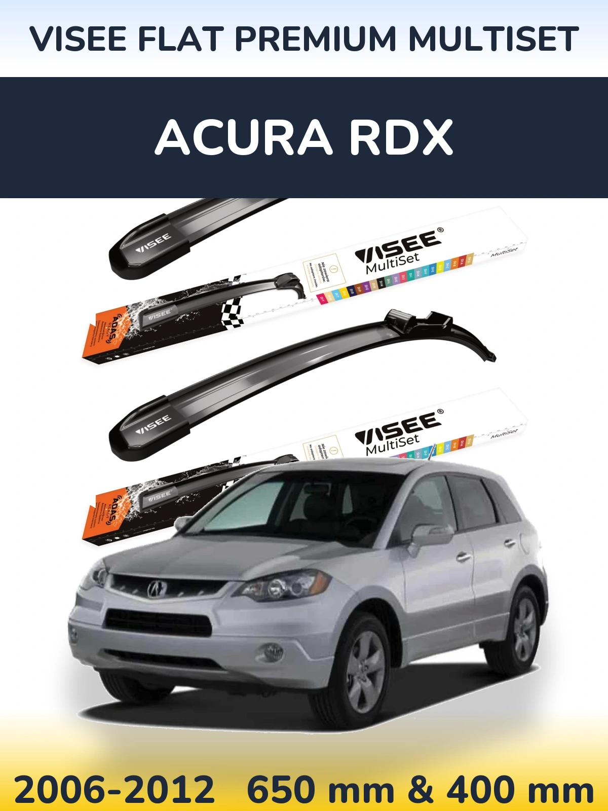 Sada předních stěračů VISEE FLAT PREMIUM MultiSet 650 a 400 mm pro Acura RDX 2006-2012