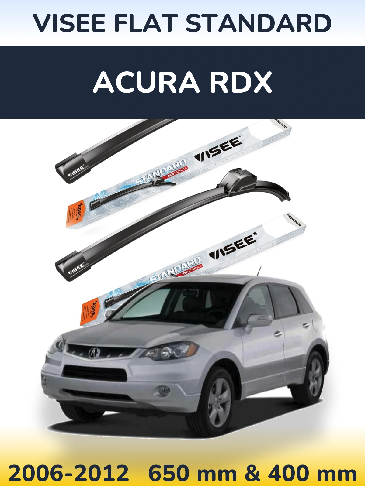 Sada předních stěračů VISEE FLAT STANDARD 650 a 400 mm pro Acura RDX 2006-2012