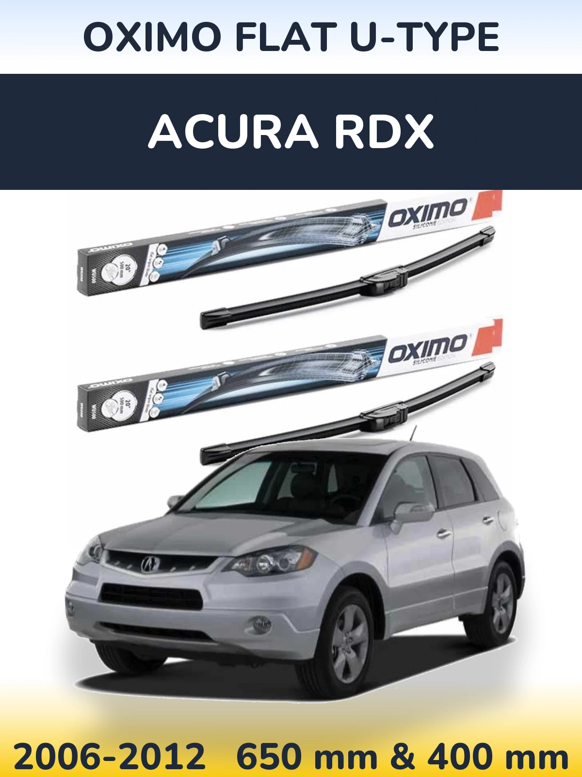 Sada předních stěračů Oximo Flat U-type 650 a 400 mm pro Acura RDX 2006-2012