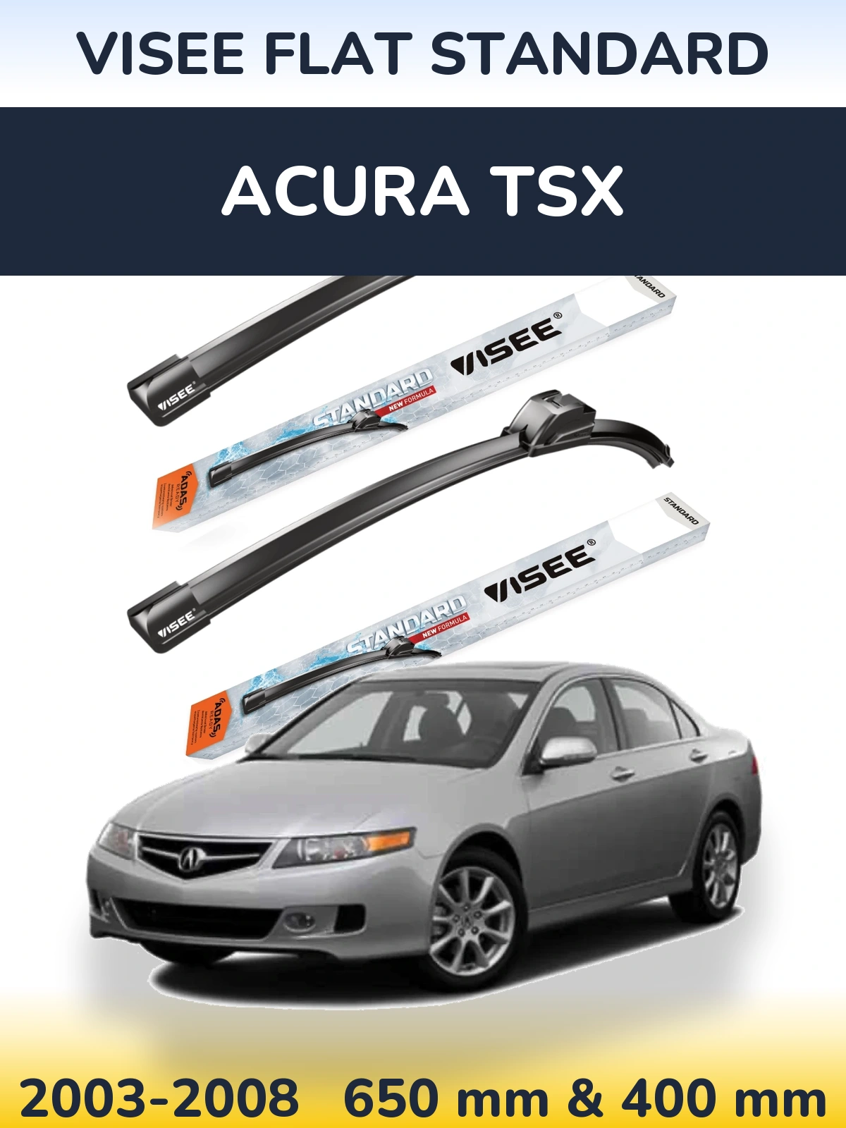 Sada předních stěračů VISEE FLAT STANDARD 650 a 400 mm pro Acura TSX 2003-2008