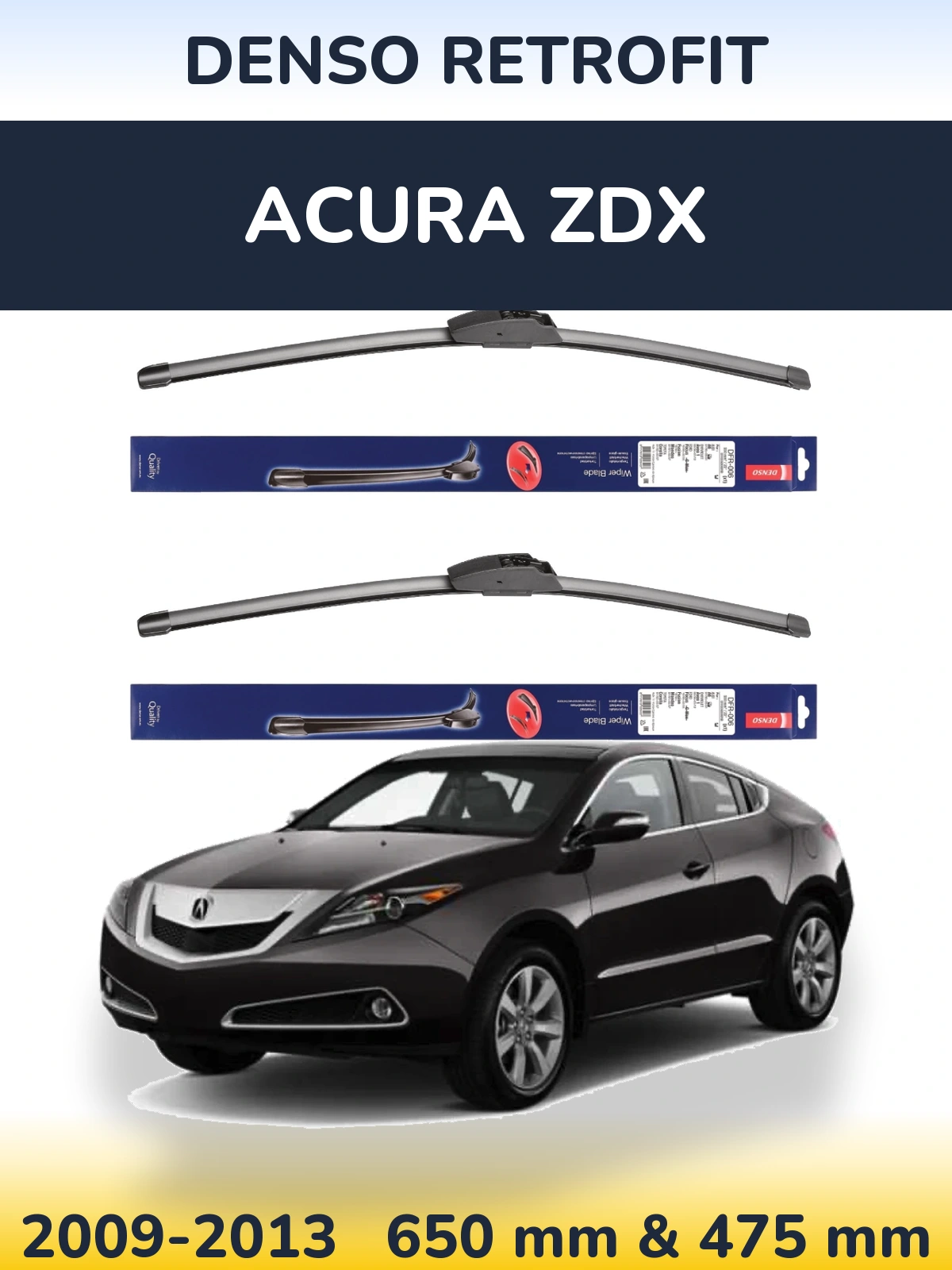 Sada předních stěračů Denso Retrofit 650 a 475 mm pro Acura ZDX 2009-2013
