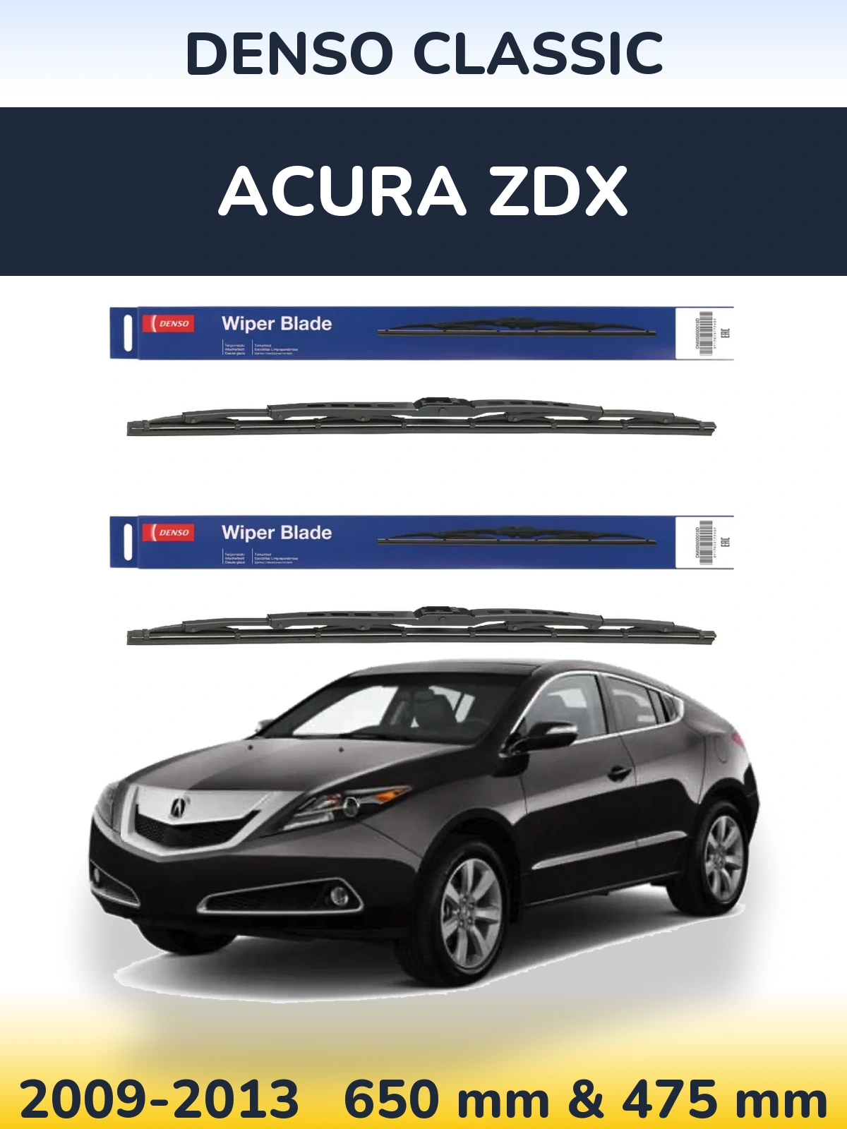 Sada předních stěračů Denso Classic 650 a 475 mm pro Acura ZDX 2009-2013