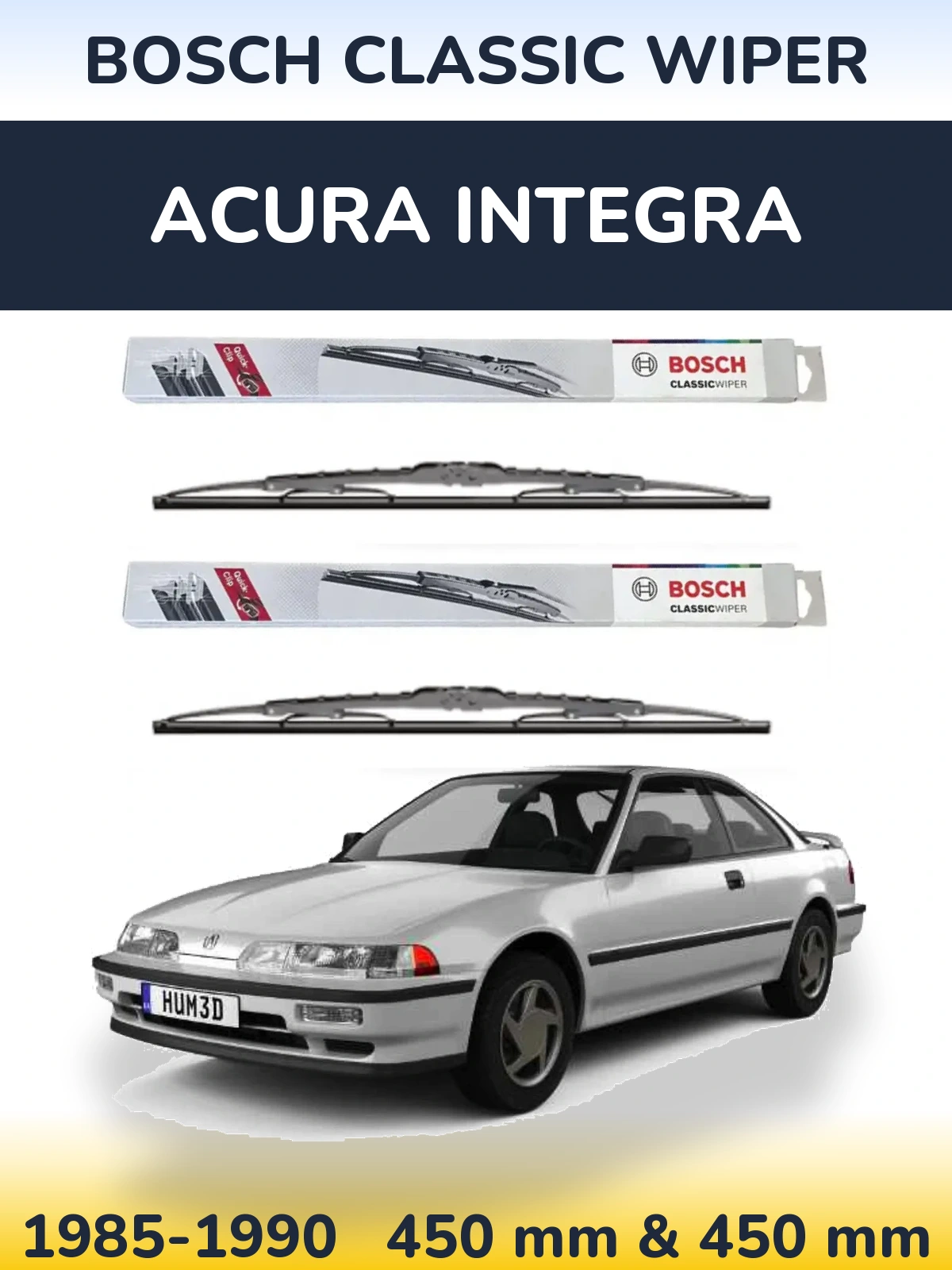 Sada předních stěračů BOSCH Classic Wiper 450 a 450 mm pro Acura Integra 1985-1990