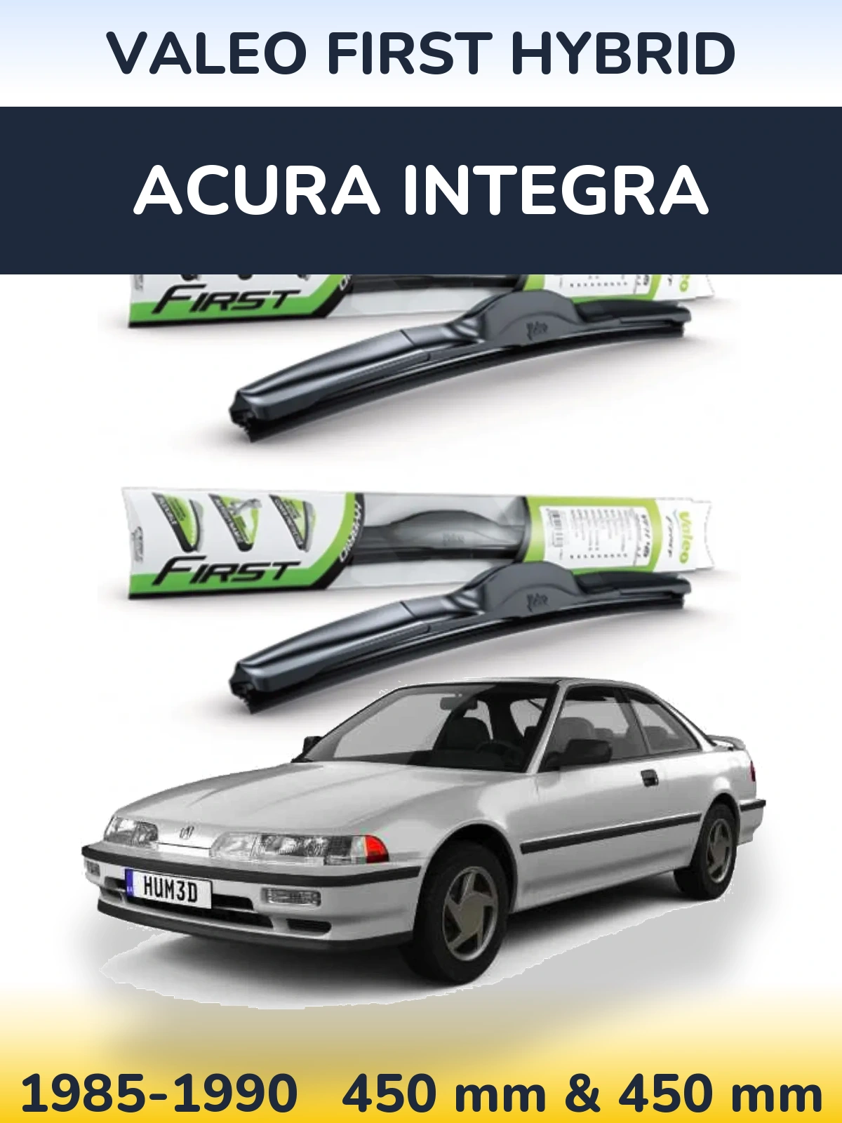 Sada předních stěračů Valeo First Hybrid 450 a 450 mm pro Acura Integra 1985-1990