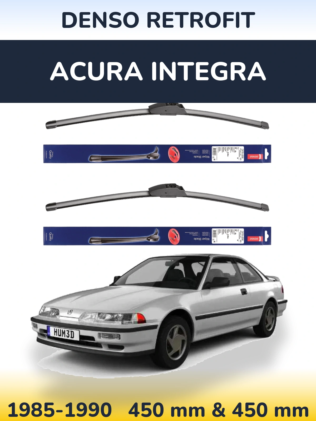 Sada předních stěračů Denso Retrofit 450 a 450 mm pro Acura Integra 1985-1990