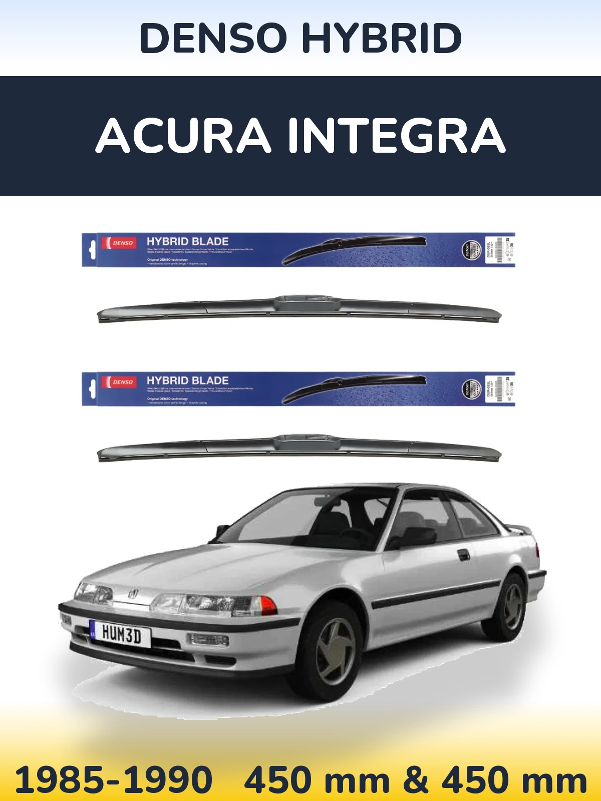 Sada předních stěračů Denso Hybrid 450 a 450 mm pro Acura Integra 1985-1990