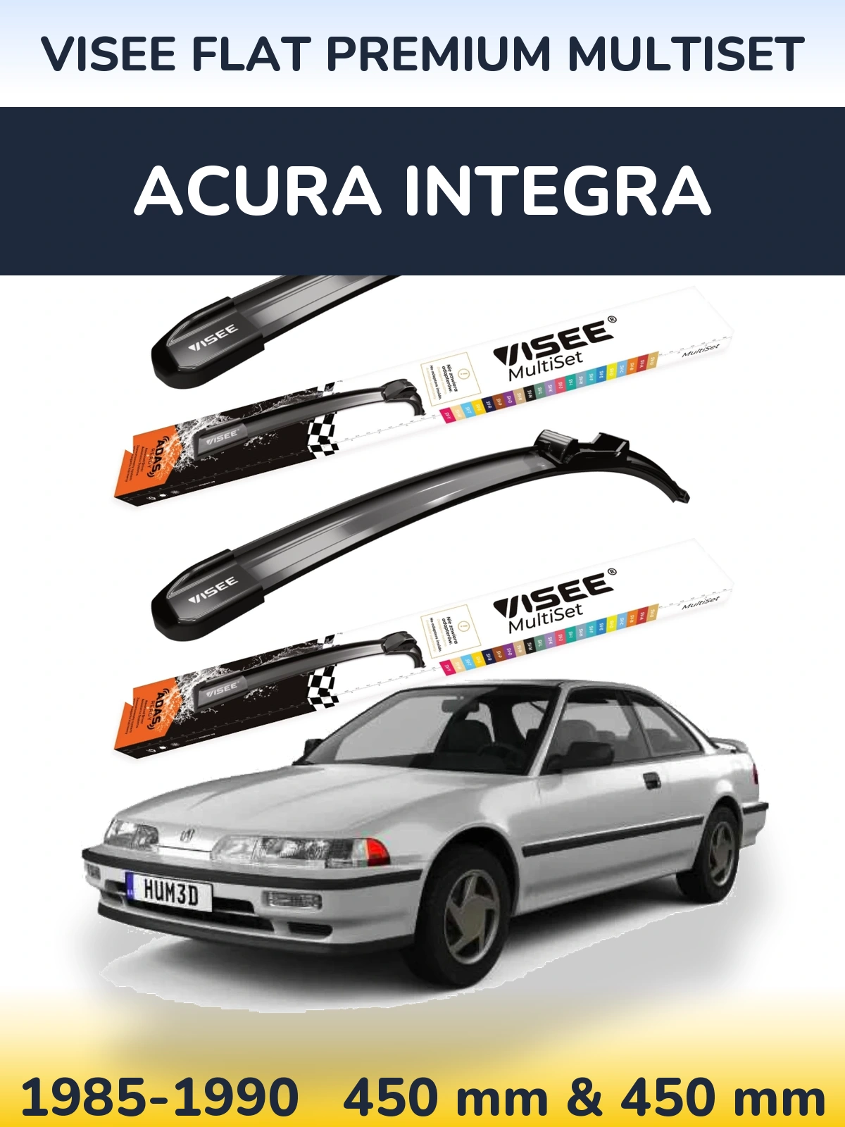 Sada předních stěračů VISEE FLAT PREMIUM MultiSet 450 a 450 mm pro Acura Integra 1985-1990