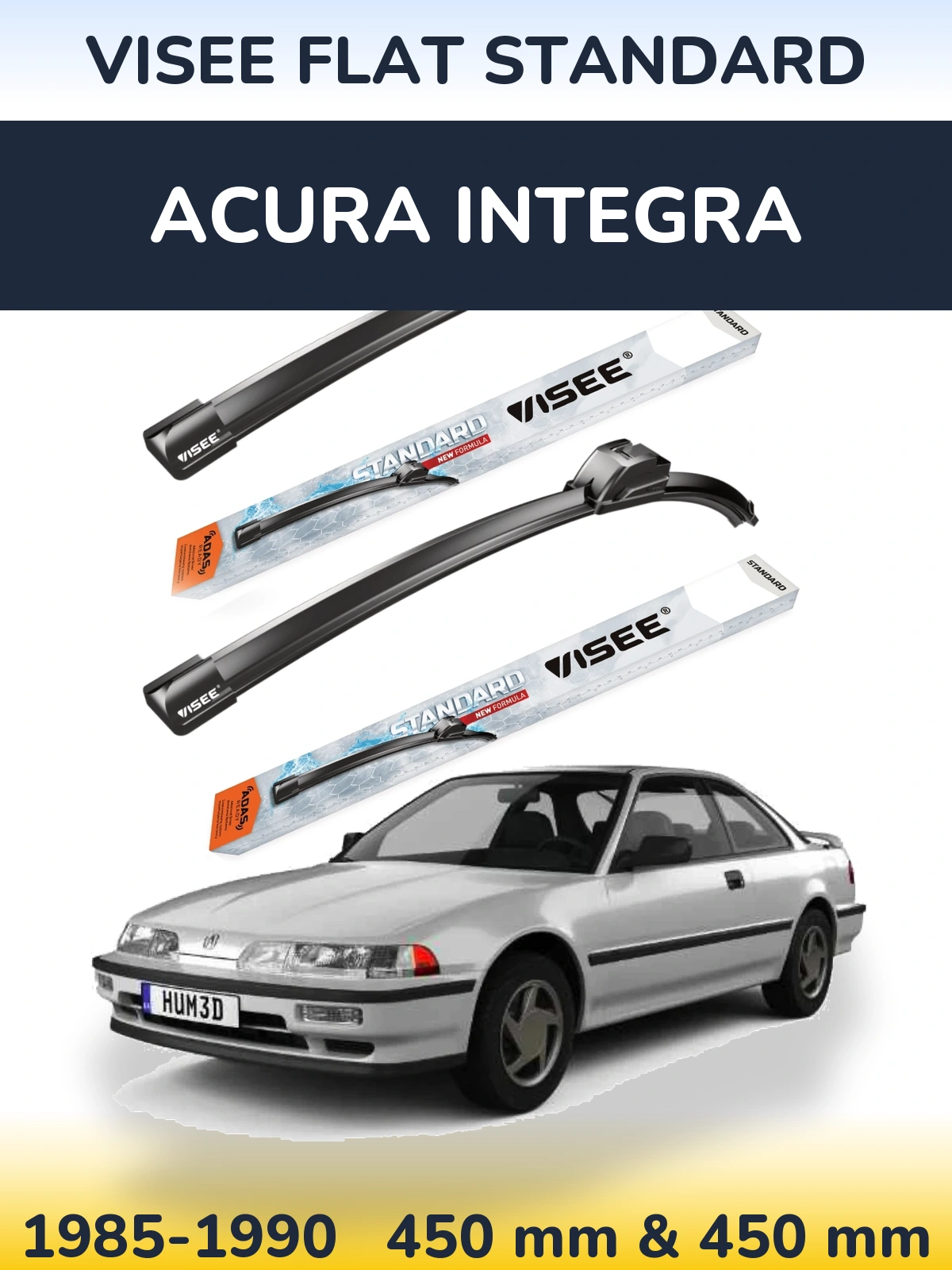 Sada předních stěračů VISEE FLAT STANDARD 450 a 450 mm pro Acura Integra 1985-1990
