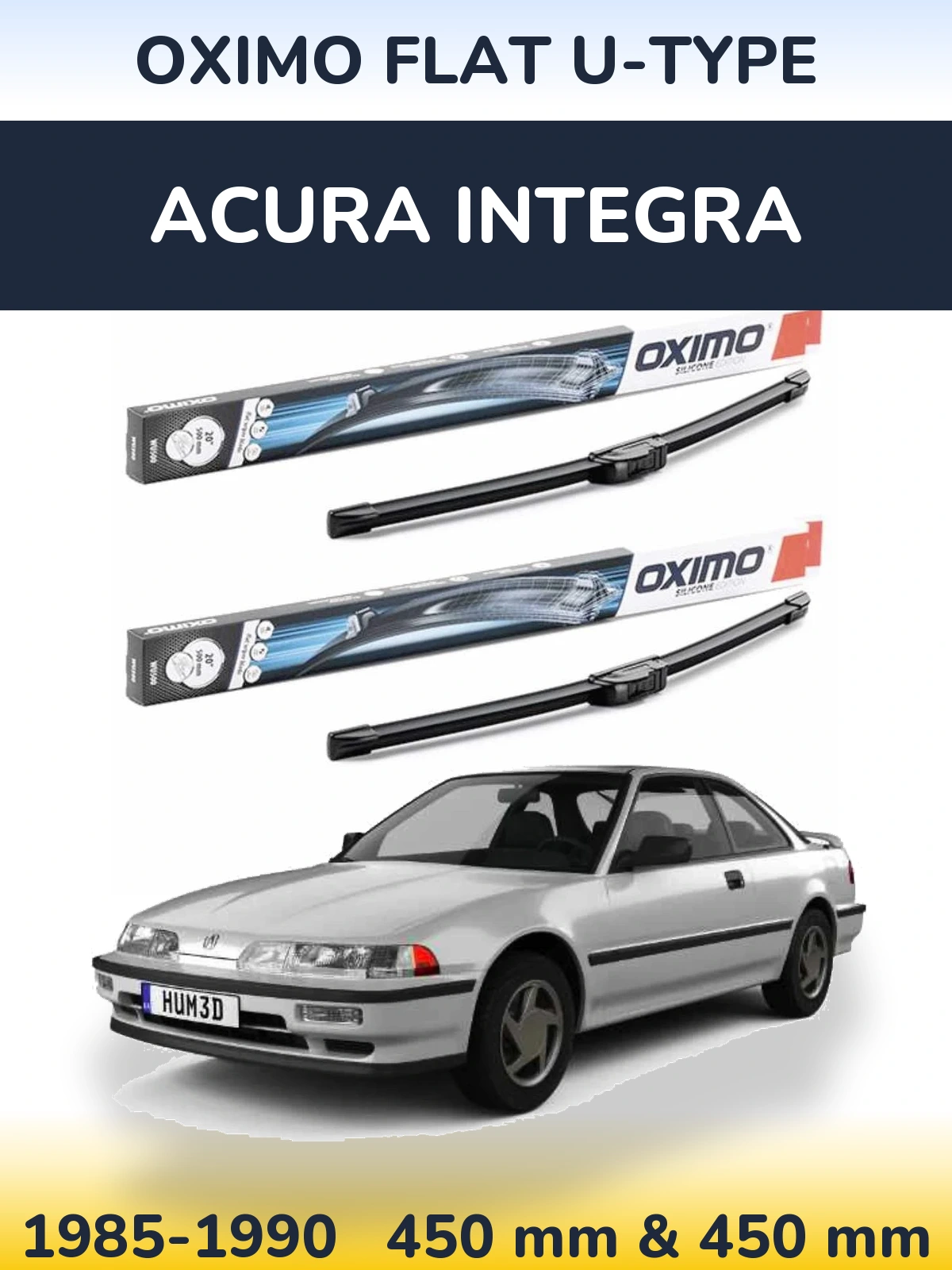 Sada předních stěračů Oximo Flat U-type 450 a 450 mm pro Acura Integra 1985-1990