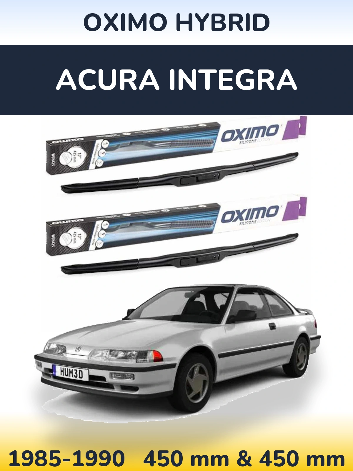 Sada předních stěračů Oximo Hybrid 450 a 450 mm pro Acura Integra 1985-1990