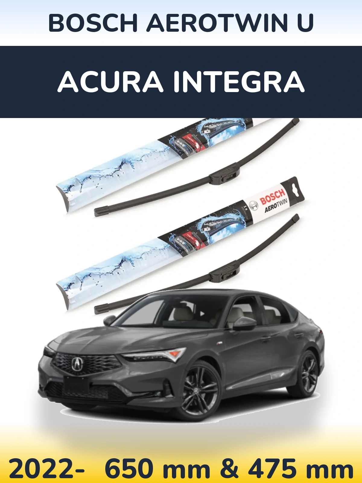 Sada předních stěračů BOSCH AeroTwin U 650 a 475 mm pro Acura Integra 2022-2026