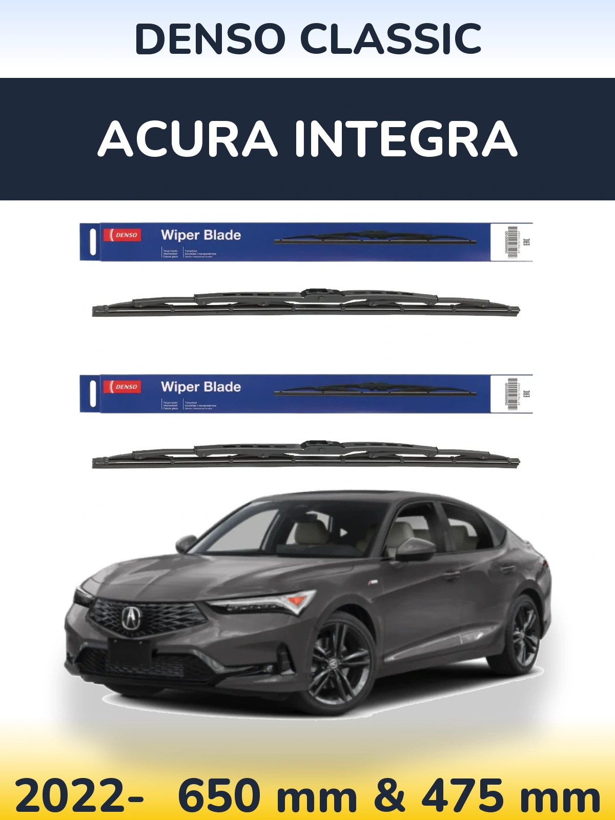 Комплект передніх щіток Denso Classic 650 & 475 мм для Acura Integra 2022-2026