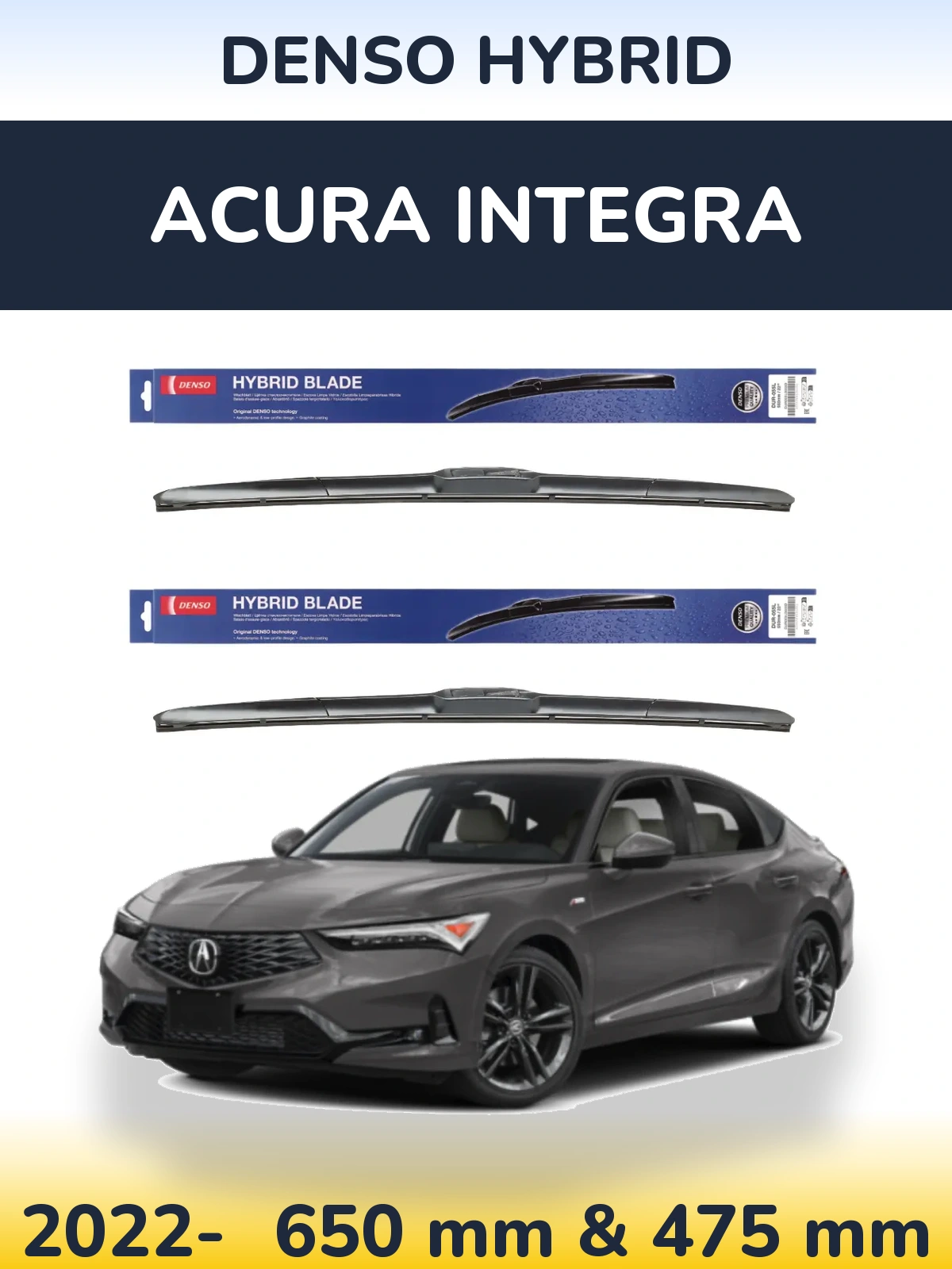 Sada předních stěračů Denso Hybrid 650 a 475 mm pro Acura Integra 2022-2026