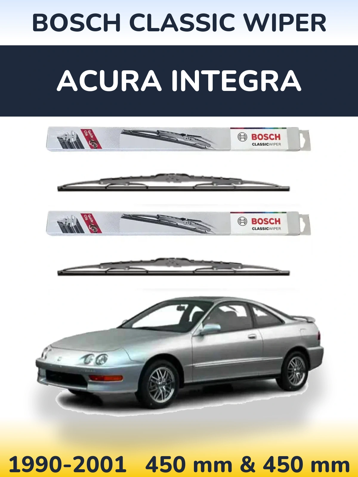 Sada předních stěračů BOSCH Classic Wiper 450 a 450 mm pro Acura Integra 1990-2001