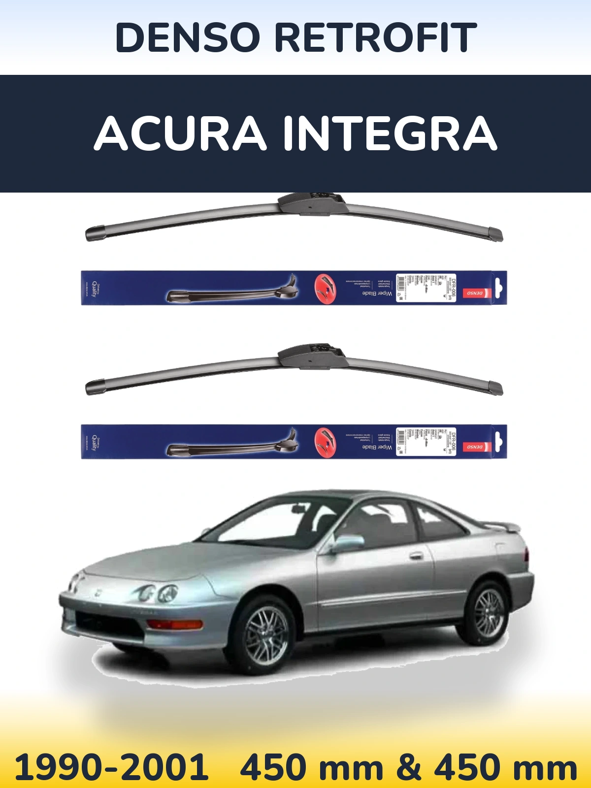 Sada předních stěračů Denso Retrofit 450 a 450 mm pro Acura Integra 1990-2001