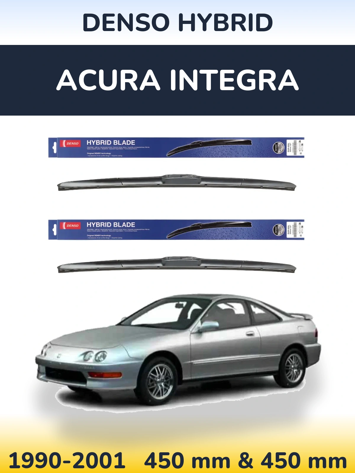 Sada předních stěračů Denso Hybrid 450 a 450 mm pro Acura Integra 1990-2001