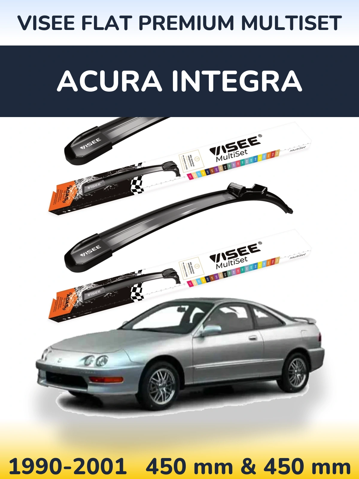 Sada předních stěračů VISEE FLAT PREMIUM MultiSet 450 a 450 mm pro Acura Integra 1990-2001