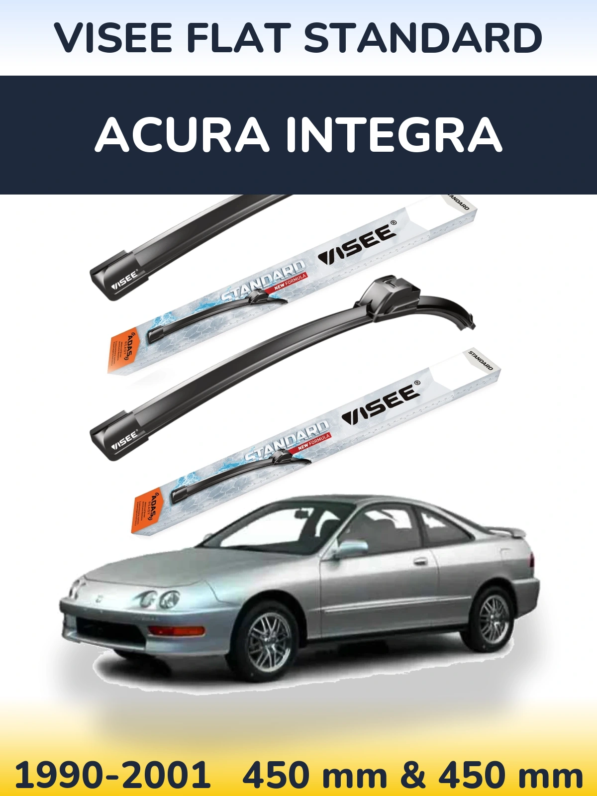 Sada předních stěračů VISEE FLAT STANDARD 450 a 450 mm pro Acura Integra 1990-2001