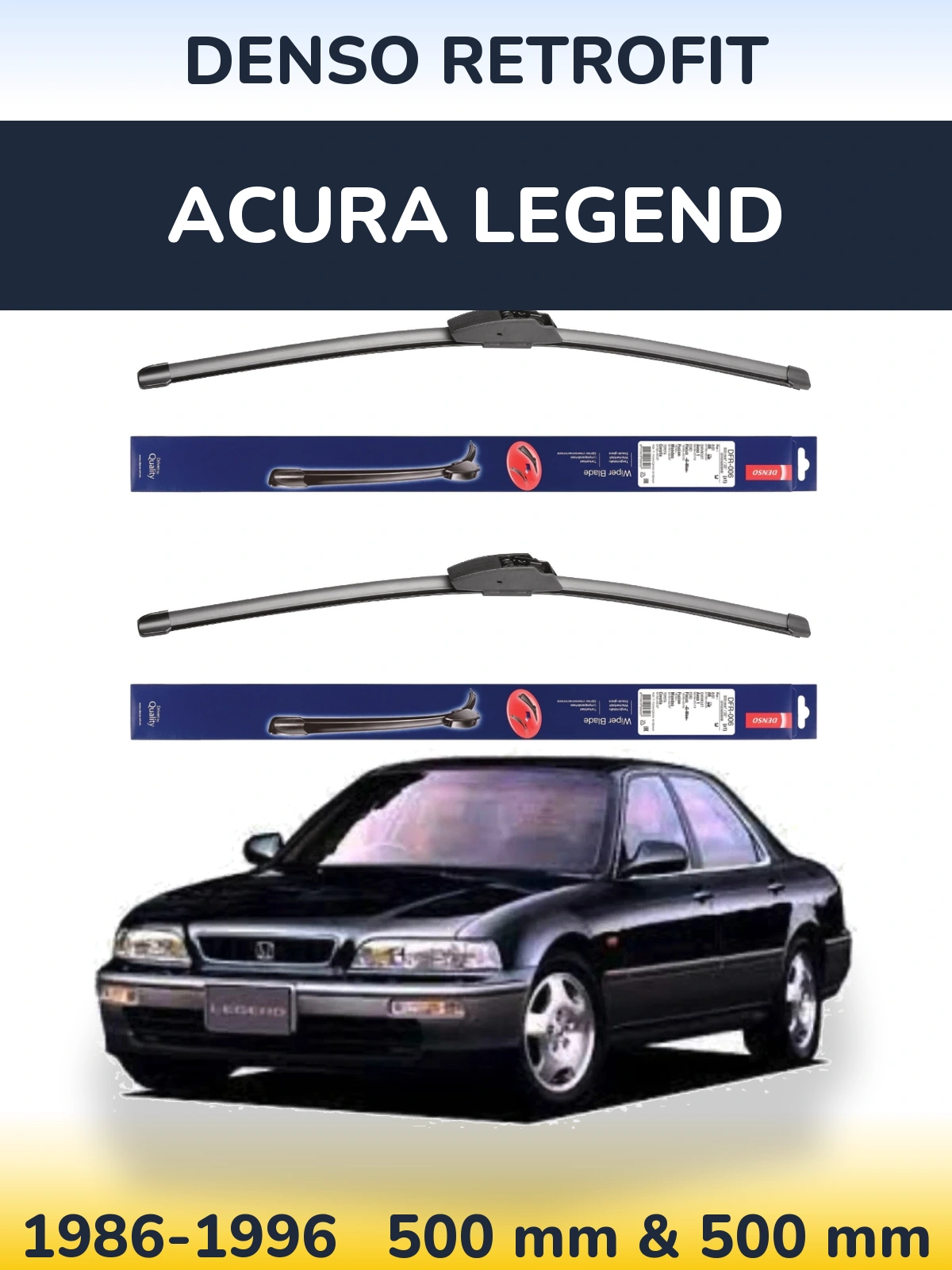 Sada předních stěračů Denso Retrofit 500 a 500 mm pro Acura Legend 1986-1996