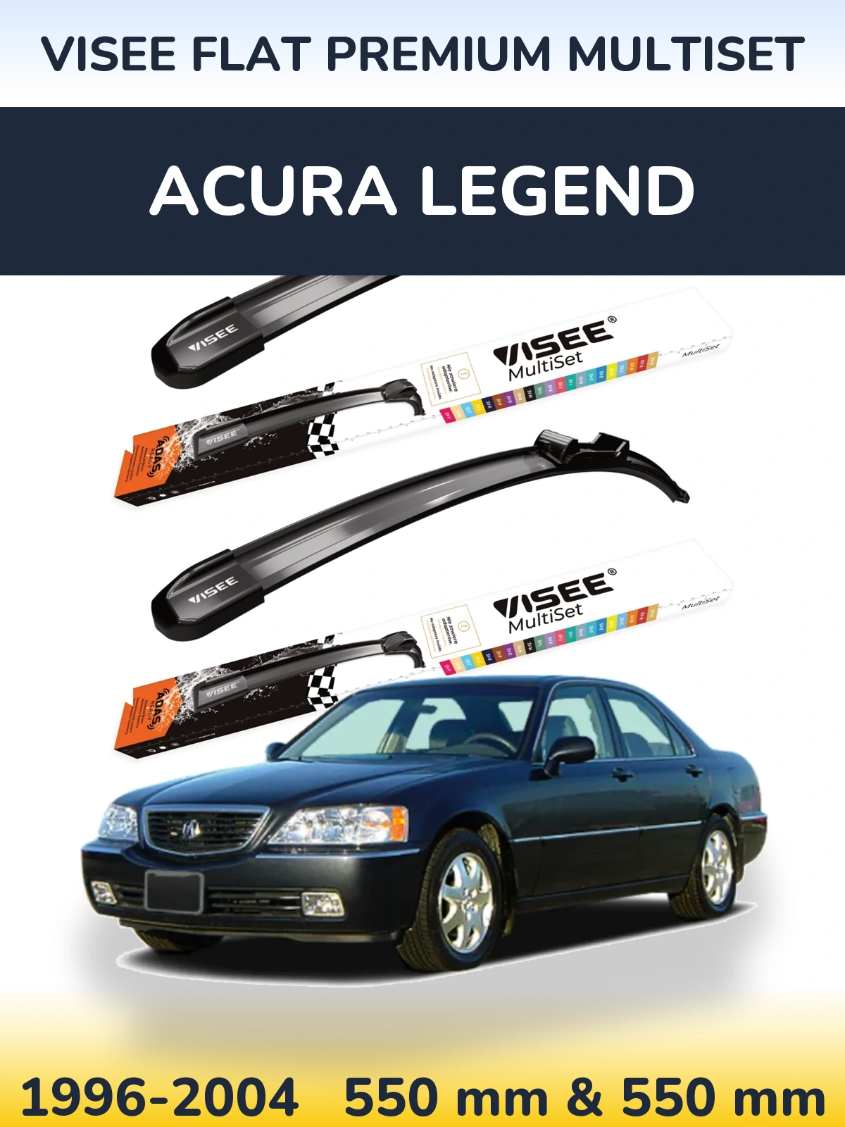 Sada předních stěračů VISEE FLAT PREMIUM MultiSet 550 a 550 mm pro Acura Legend 1996-2004