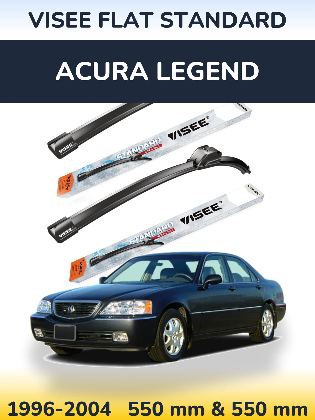 Sada předních stěračů VISEE FLAT STANDARD 550 a 550 mm pro Acura Legend 1996-2004