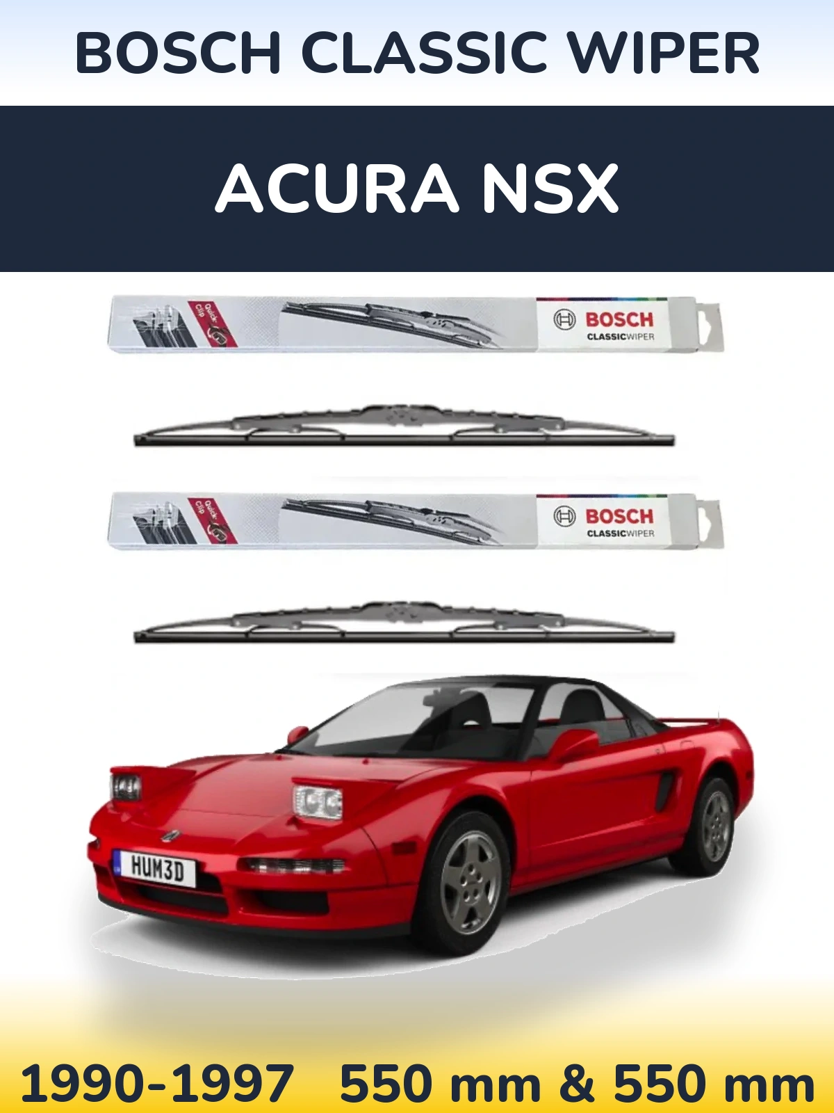 Sada předních stěračů BOSCH Classic Wiper 550 a 550 mm pro Acura NSX 1990-1997