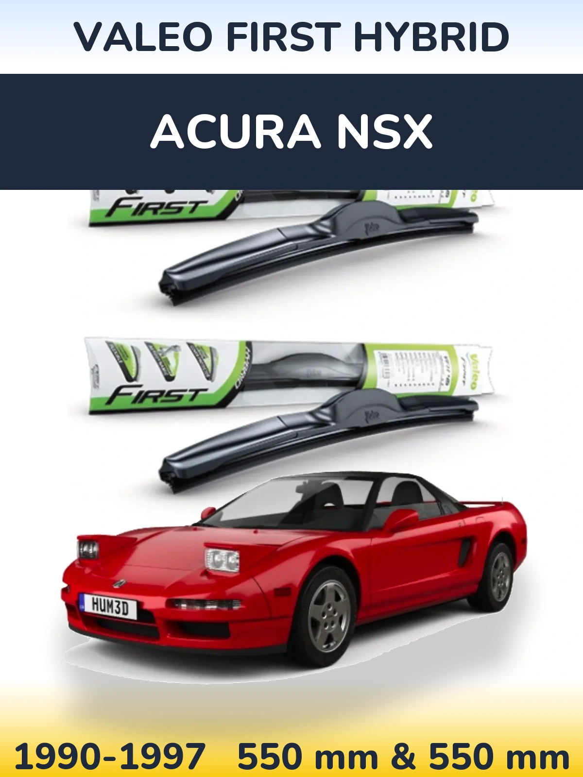Sada předních stěračů Valeo First Hybrid 550 a 550 mm pro Acura NSX 1990-1997