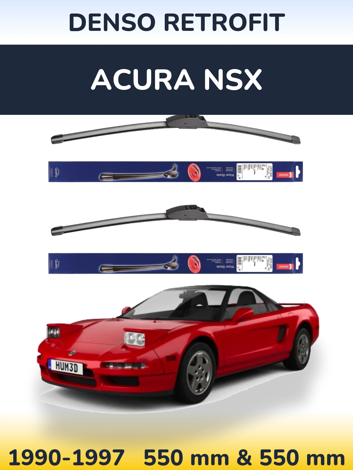 Sada předních stěračů Denso Retrofit 550 a 550 mm pro Acura NSX 1990-1997