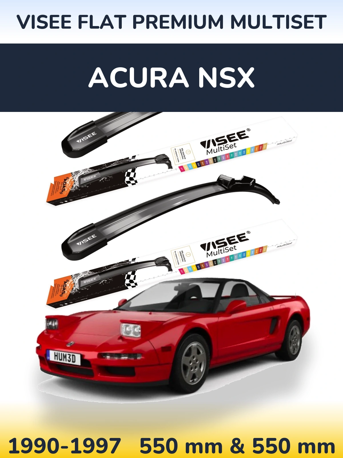 Sada předních stěračů VISEE FLAT PREMIUM MultiSet 550 a 550 mm pro Acura NSX 1990-1997