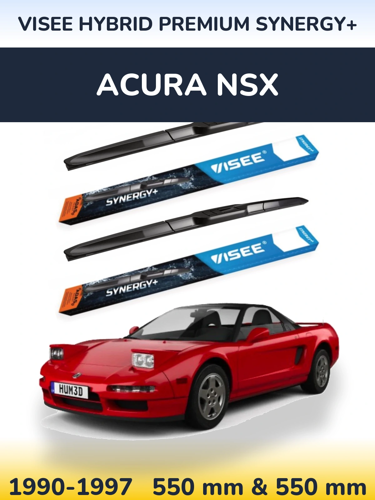 Комплект передніх щіток VISEE HYBRID PREMIUM SYNERGY+ 550 & 550 мм для Acura NSX 1990-1997