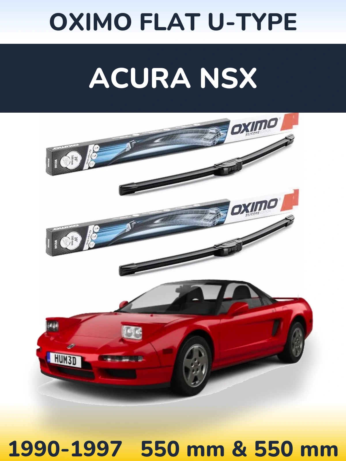 Sada předních stěračů Oximo Flat U-type 550 a 550 mm pro Acura NSX 1990-1997