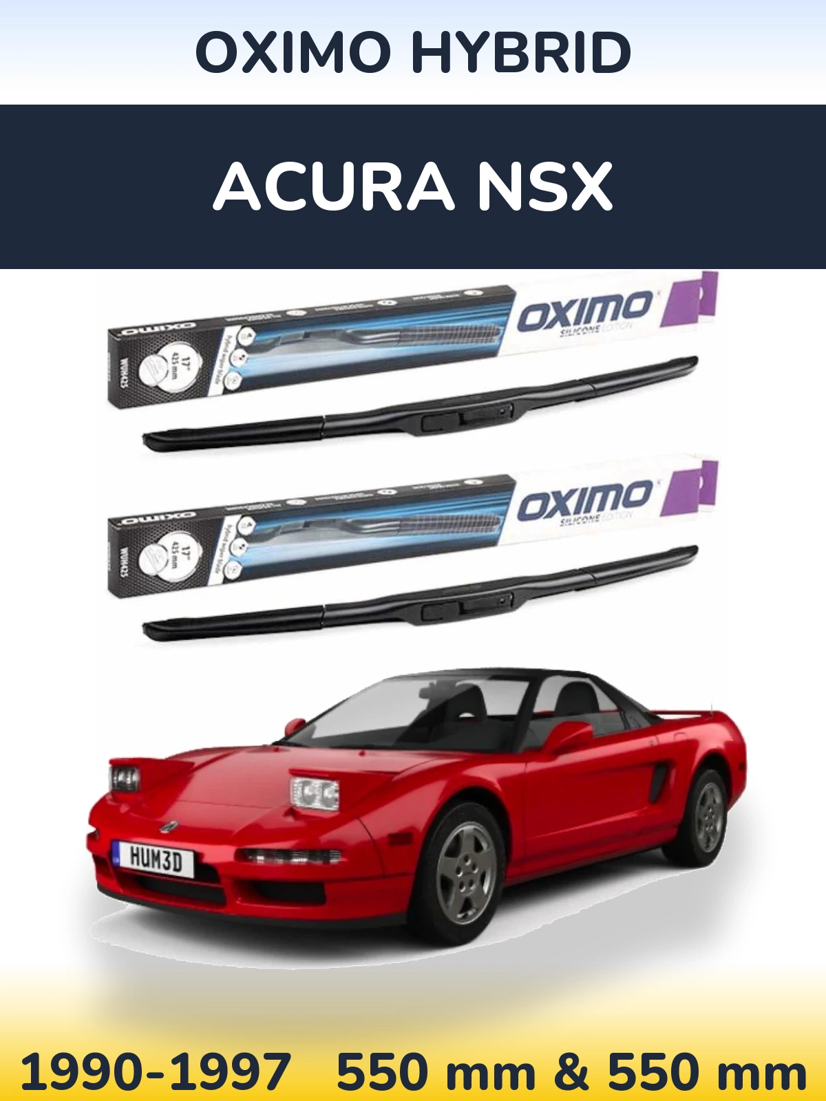 Sada předních stěračů Oximo Hybrid 550 a 550 mm pro Acura NSX 1990-1997