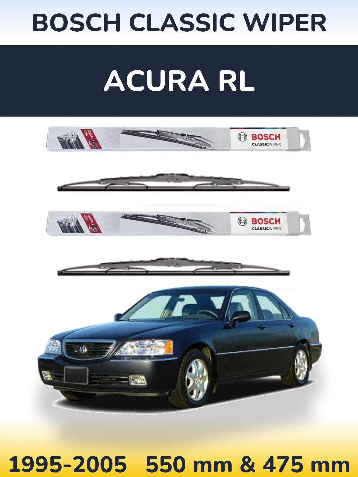 Sada předních stěračů BOSCH Classic Wiper 550 a 475 mm pro Acura RL 1995-2005