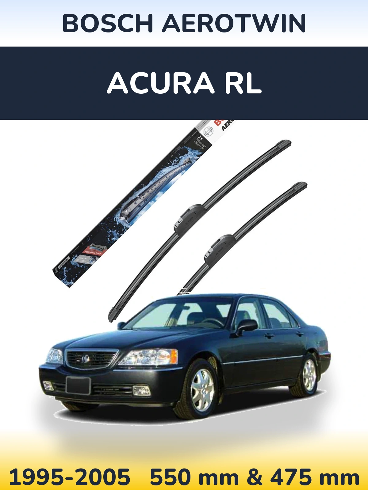 Sada předních stěračů BOSCH AeroTwin 550 a 475 mm pro Acura RL 1995-2005