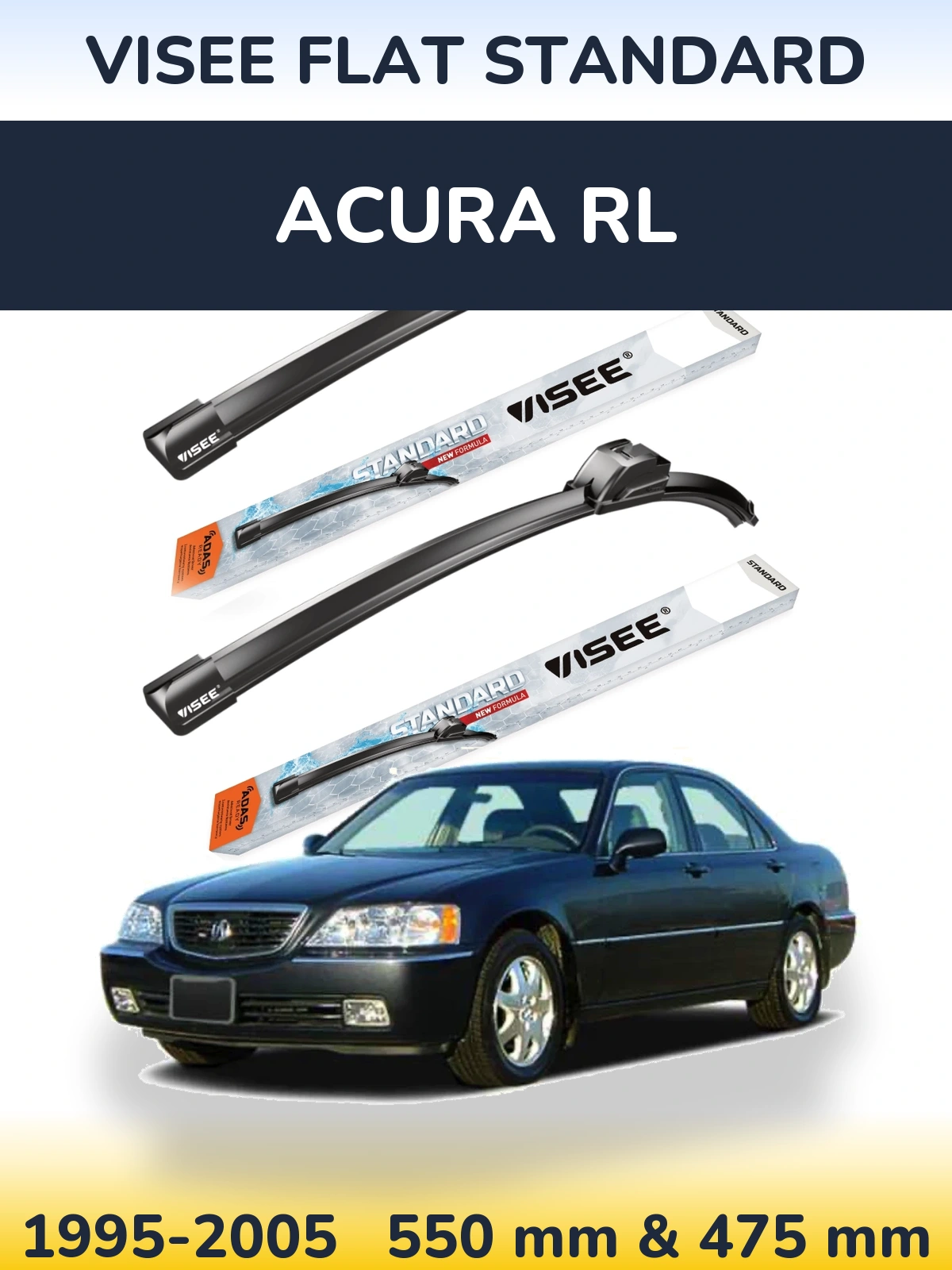 Sada předních stěračů VISEE FLAT STANDARD 550 a 475 mm pro Acura RL 1995-2005