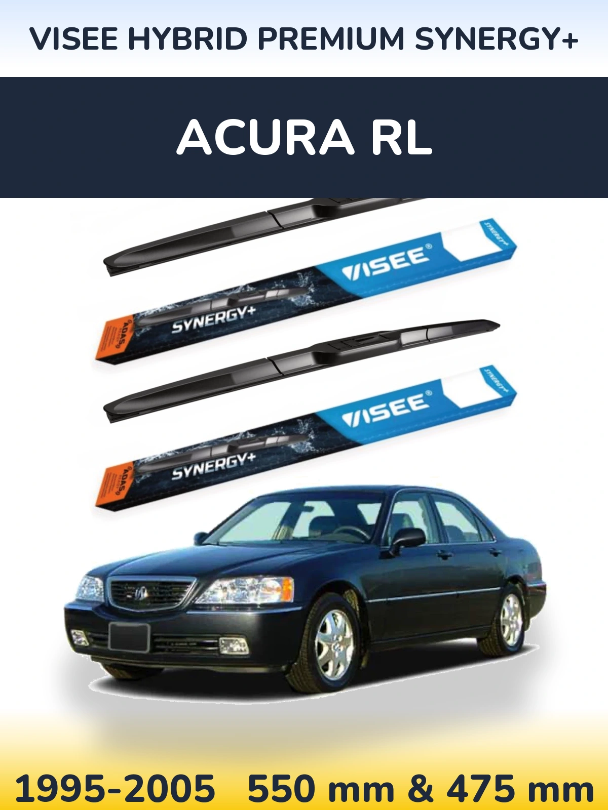 Комплект передніх щіток VISEE HYBRID PREMIUM SYNERGY+ 550 & 475 мм для Acura RL 1995-2005