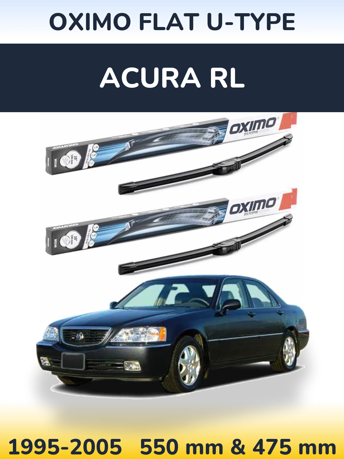 Sada předních stěračů Oximo Flat U-type 550 a 475 mm pro Acura RL 1995-2005