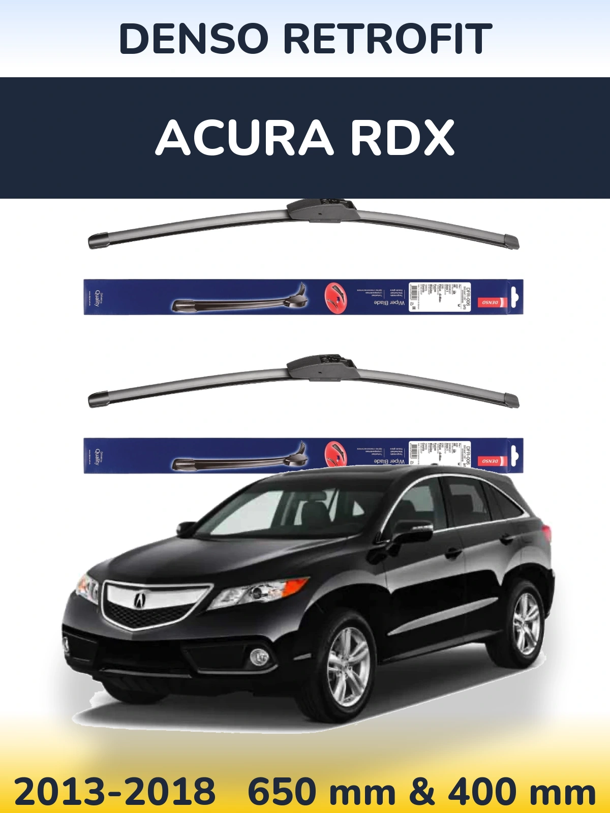 Sada předních stěračů Denso Retrofit 650 a 400 mm pro Acura RDX 2013-2018