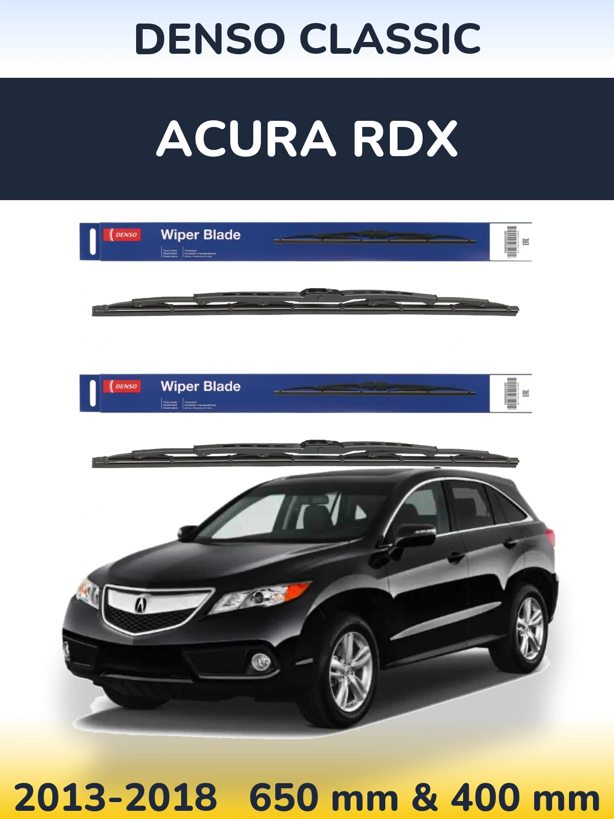 Sada předních stěračů Denso Classic 650 a 400 mm pro Acura RDX 2013-2018