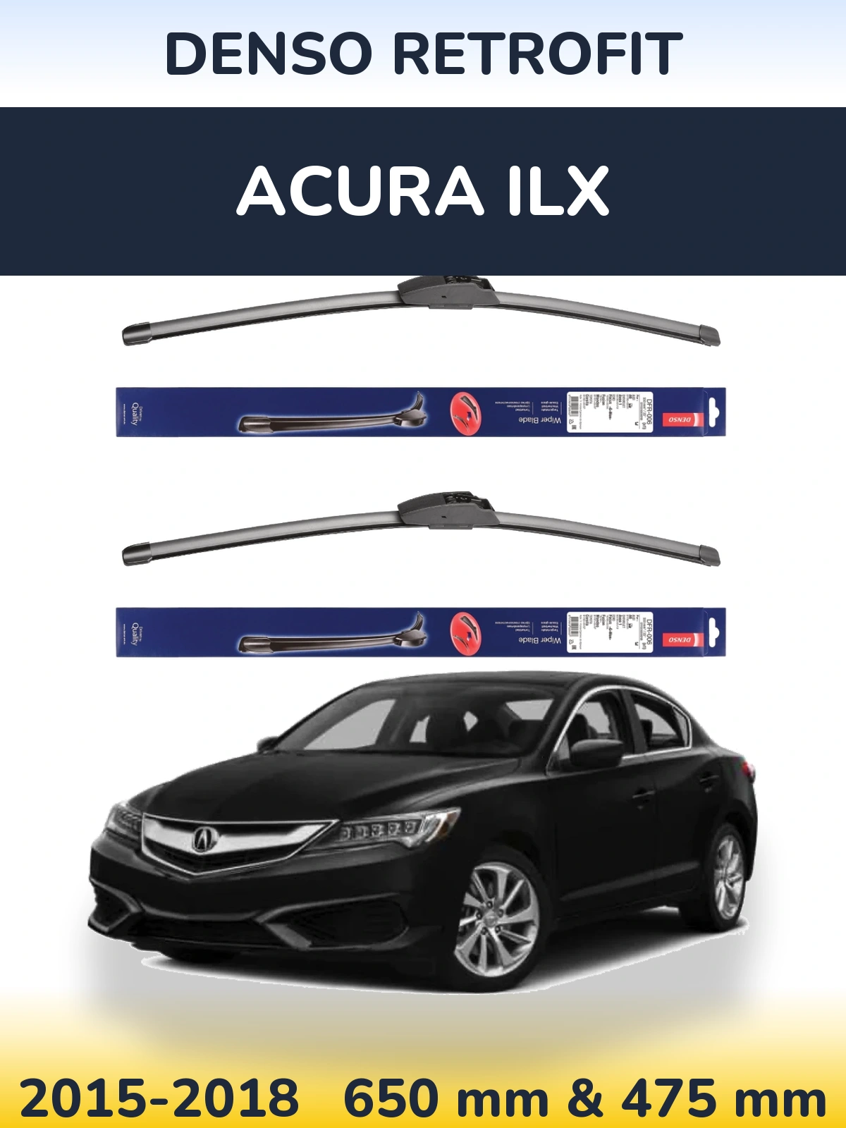 Sada předních stěračů Denso Retrofit 650 a 475 mm pro Acura ILX 2015-2018