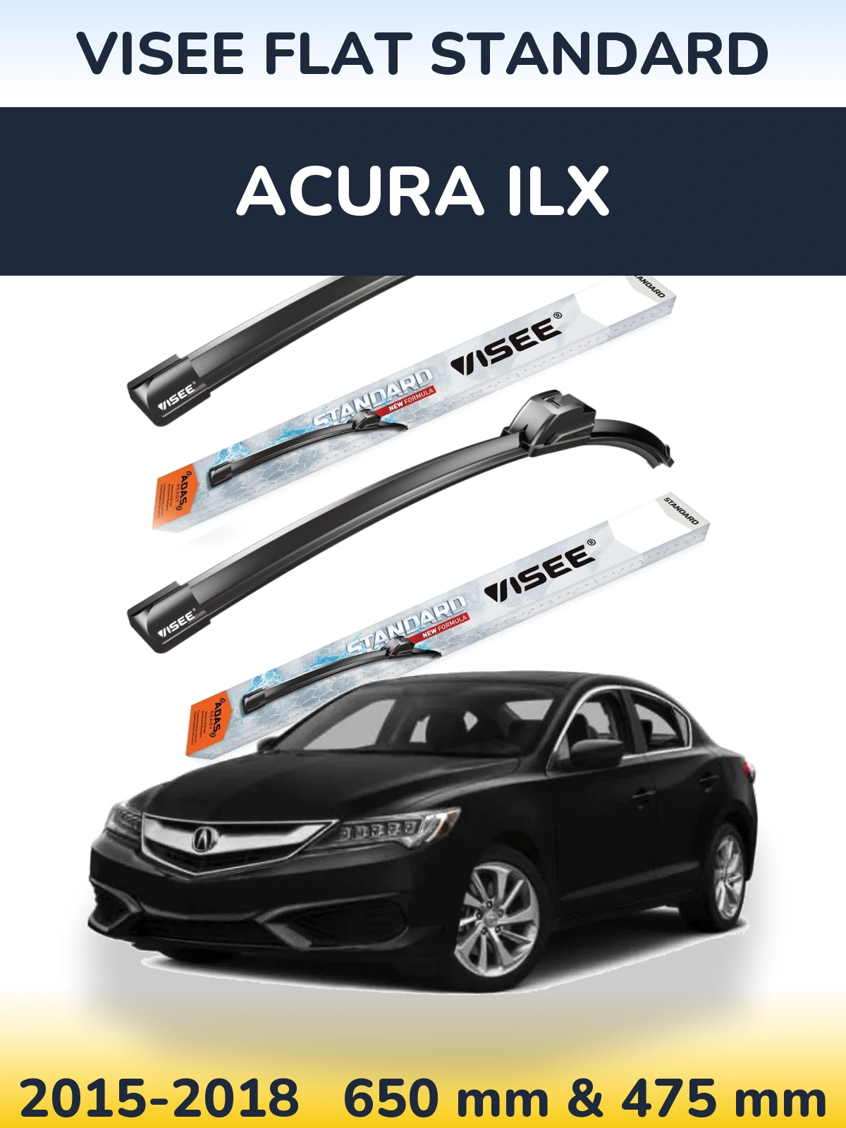 Sada předních stěračů VISEE FLAT STANDARD 650 a 475 mm pro Acura ILX 2015-2018