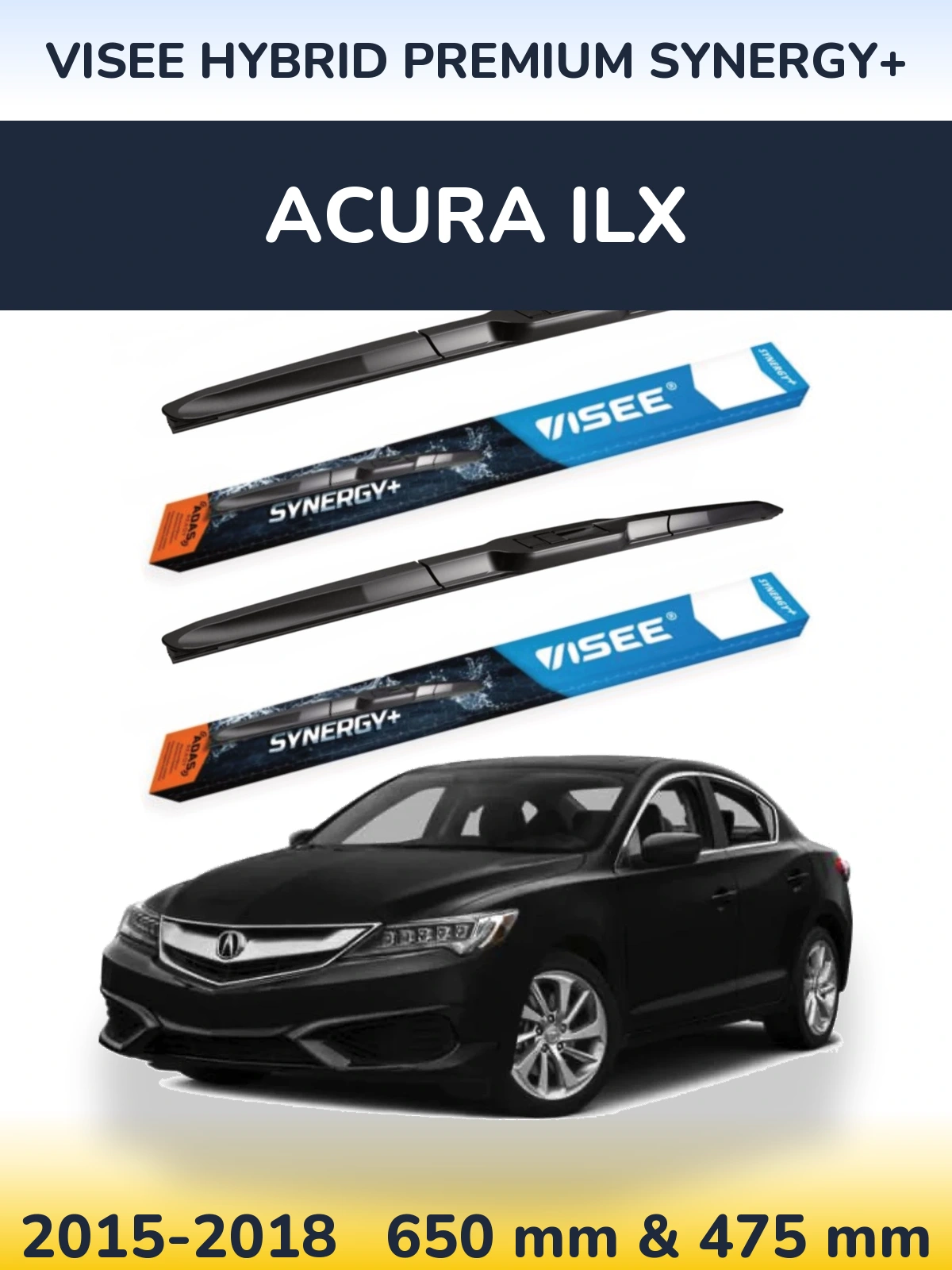 Sada předních stěračů VISEE HYBRID PREMIUM SYNERGY+ 650 a 475 mm pro Acura ILX 2015-2018